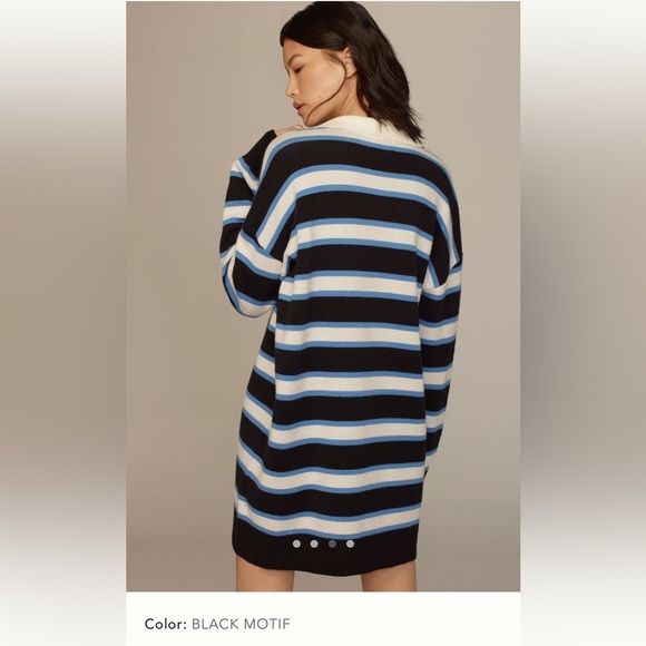 NWT new by Anthropologie color block sweater dress blue white stripes medium - Picture 10 of 16